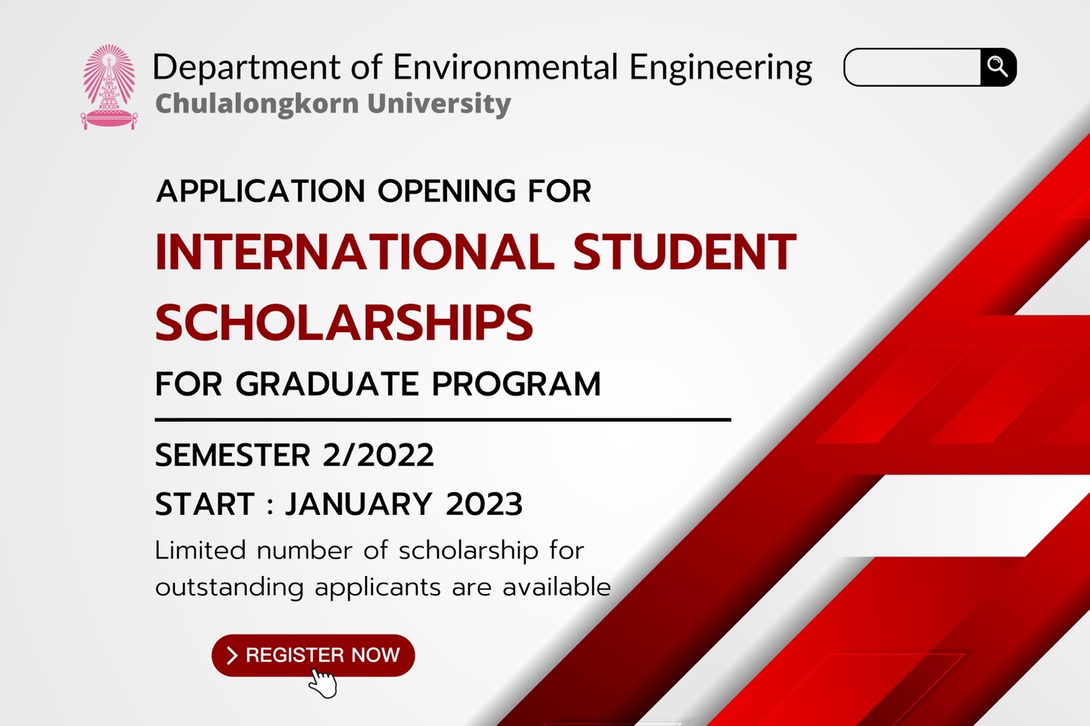 Application Opening for International Student Scholarship for Graduate Program In Department of Environmental Engineering Chulalongkorn University
